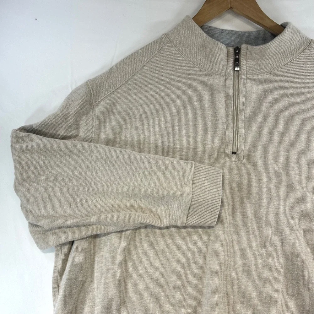 VTG Paradise Collection Old Money Quarter Zip XXL Cotton Preppy Beige Sweater